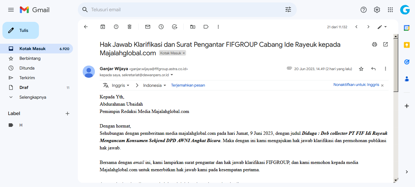 Hak Jawab Kepala AMITRA Cabang Idi Rayeuk, Sudarsono Atas Berita Sebelumnya