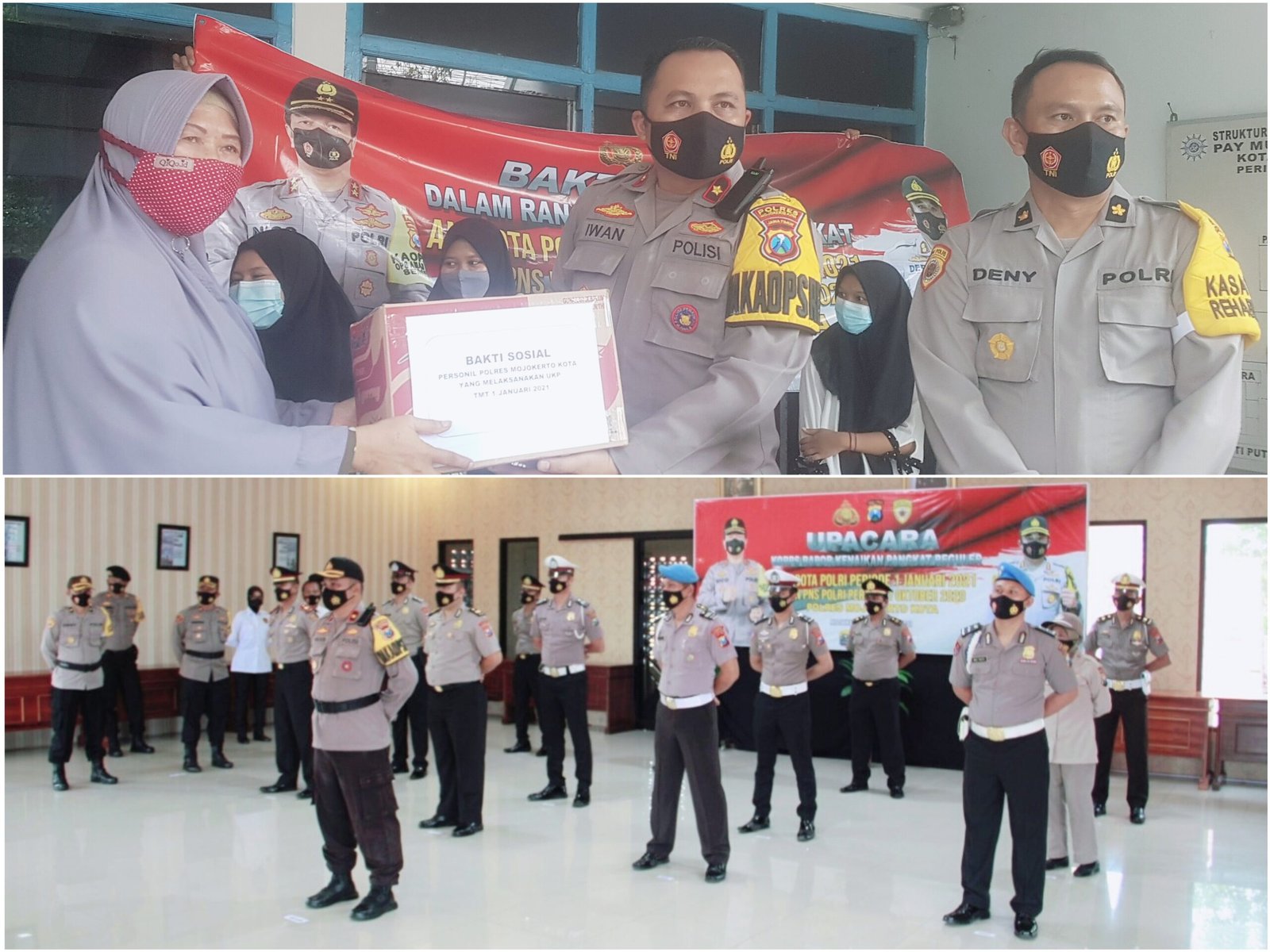 94 Personil Naik Pangkat, Polresta Mojokerto Gelar Bakti Sosial
