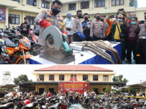 Kapolres Mojokerto Pimpin Konferensi Pers Balap Liar, 120 Pembalap Liar Diamankan