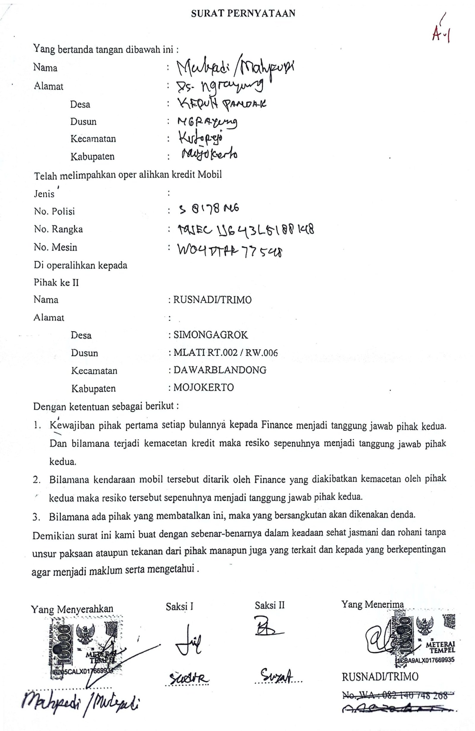 LBH Djawa Dwipa Dampingi Mahfudi Korban Fidusia Adira Finance Mojokerto 