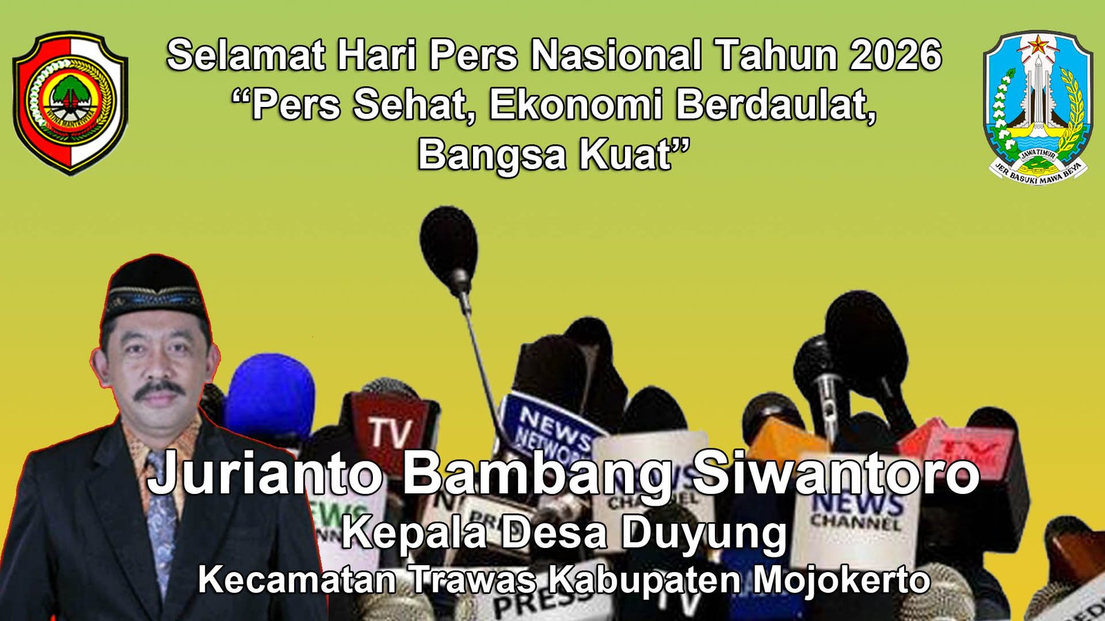 Kepala Desa Duyung, Trawas, Mojokerto Mengucapkan Selamat Hari Pers Nasional 2026