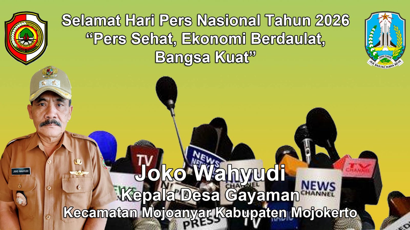 Kepala Desa Gayaman, Mojoanyar, Mojokerto Mengucapkan Selamat Hari Pers Nasional 2026