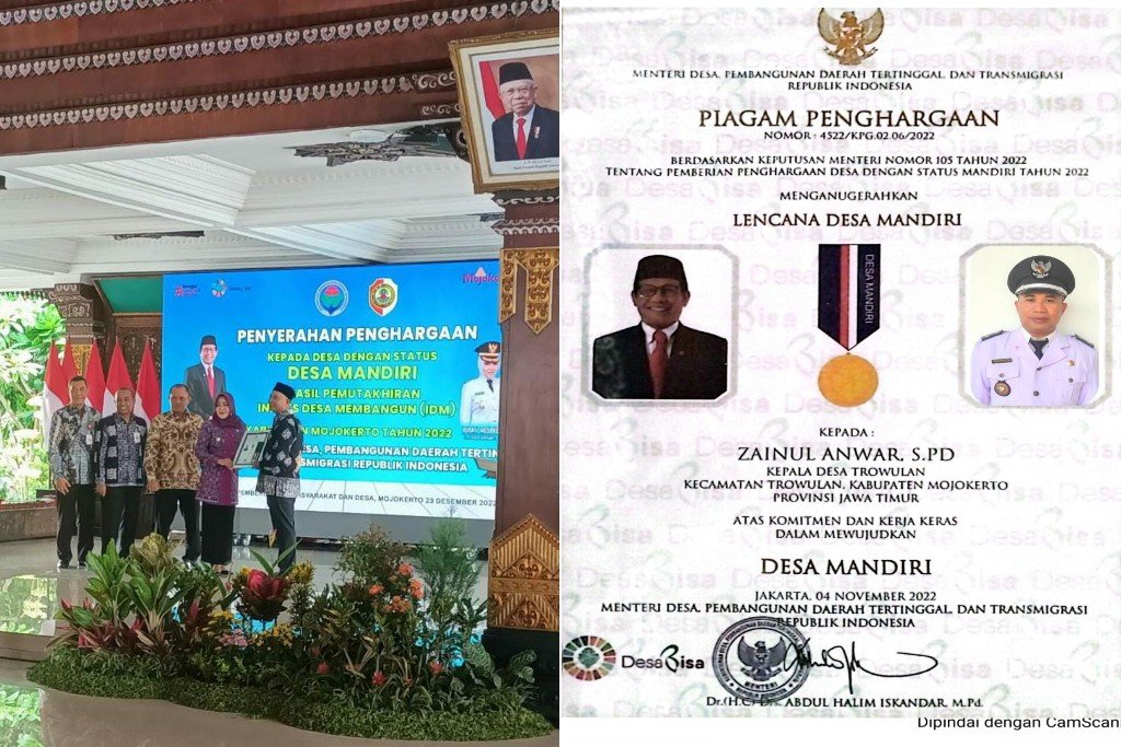 Hebat, Desa Trowulan Raih Lencana Desa Mandiri