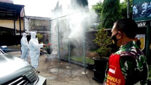 Markas Kodim 0815/Mojokerto Sasaran Penyemprotan Disinfektan