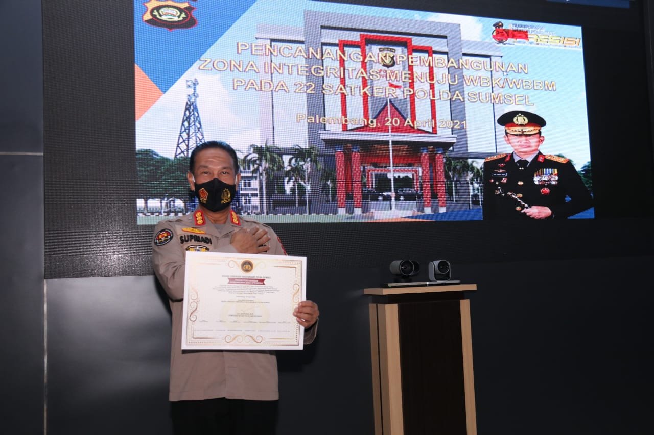 Kapolda Sumsel Pimpin Giat Pencanangan Pembangunan Zona Integritas Menuju WBK