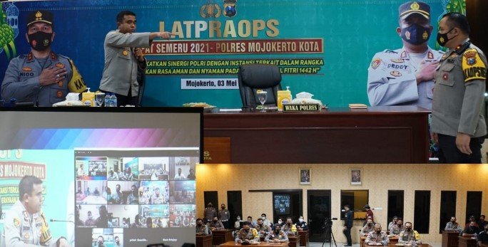 Kapolresta Mojokerto Gelar Latpra Ops Ketupat Semeru 2021 Secara Virtual