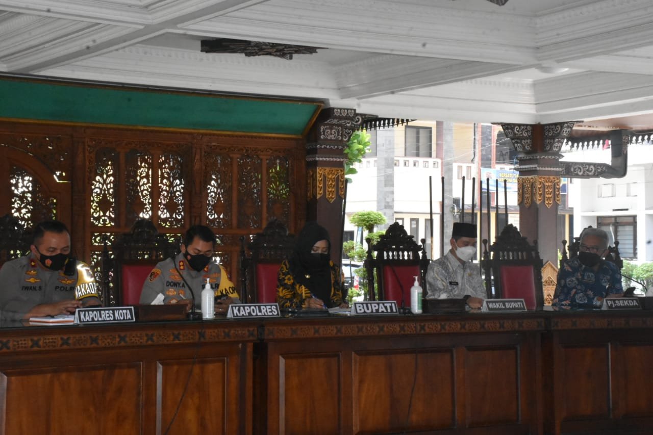 Forkopimda Kabupaten Mojokerto Rapat Koordinasi Pelaksanaan Pengamanan Idul Fitri 1442 H