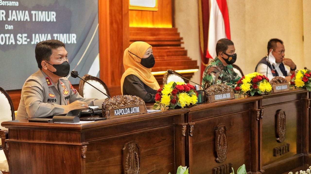 Forkopimda Menganalisa dan Evaluasi Penerapan PPKM Mikro di Wilayah Jatim