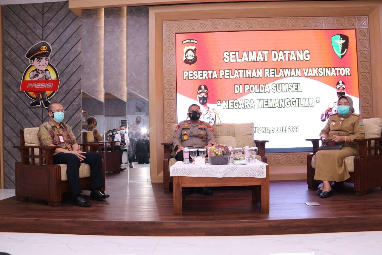 Inilah Gambaran Pelatihan Relawan vaksinator Covid-19 Jajaran Polda Sumsel