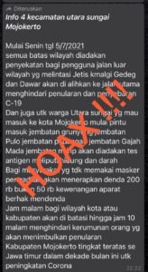HOAX ! Kapolresta Mojokerto Klarifikasi Pesan Berantai terkait Antigen dan Darah serta Denda