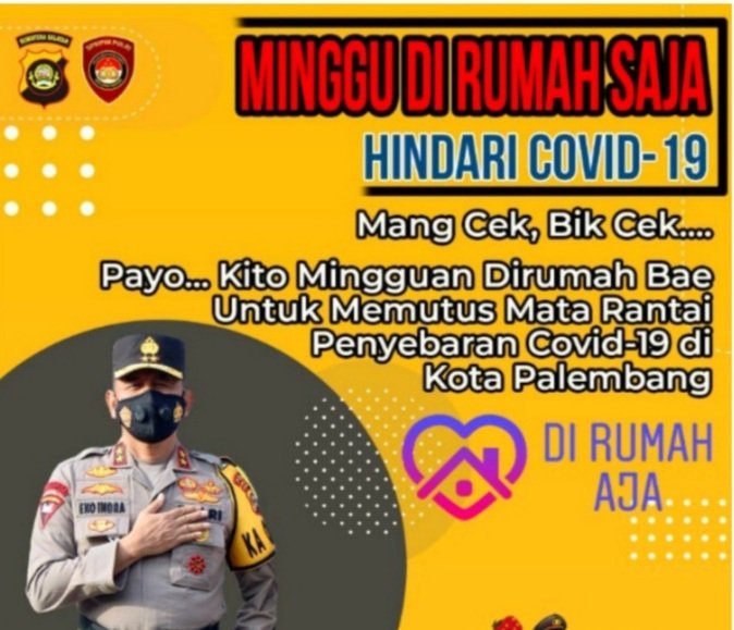 Kapolda Sumsel Ajak Warga Sumsel Berdiam Diri di Rumah dan Jaga Prokes
