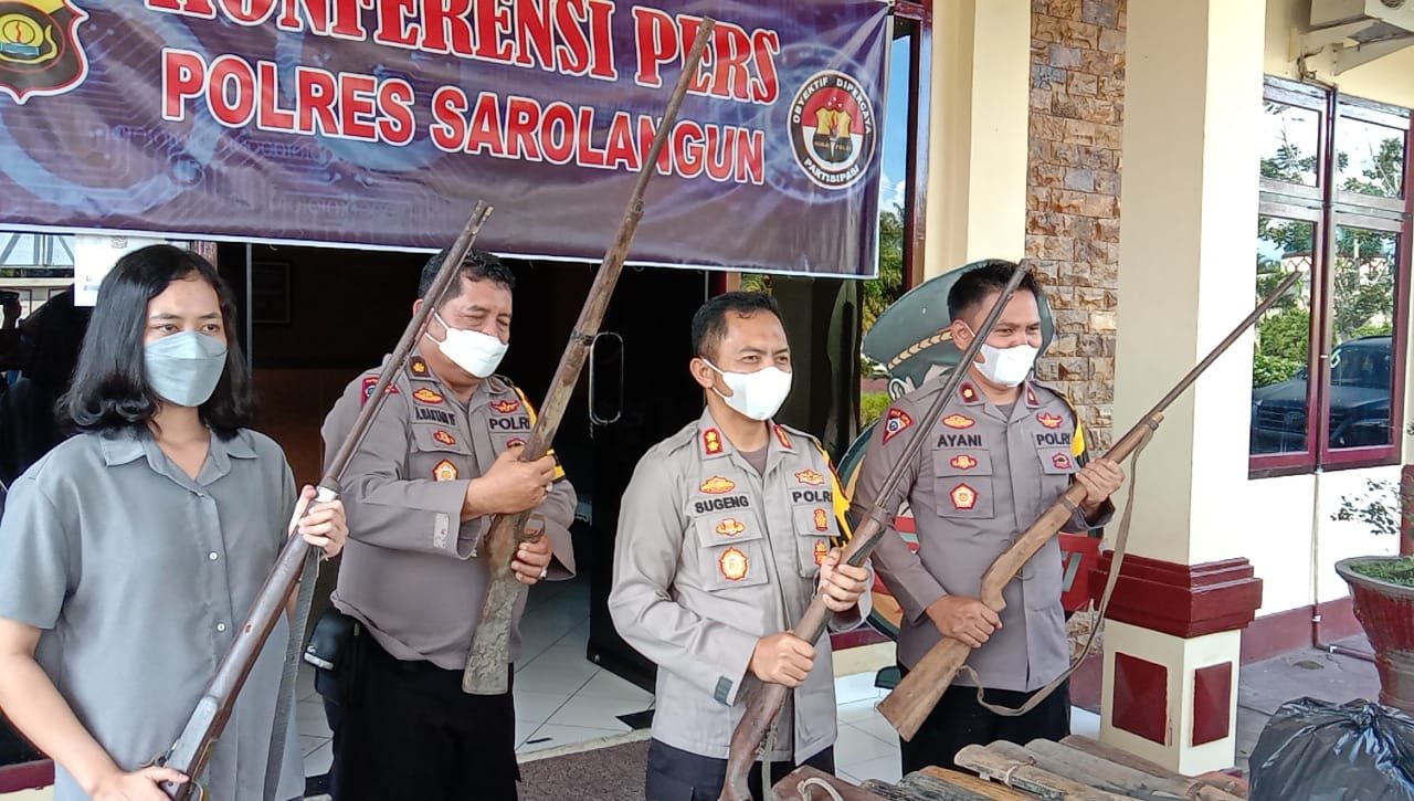 Polres Sarolangun Berhasil Kumpulkan 16 Senpi Rakitan Jenis Kecepek Dari SAD