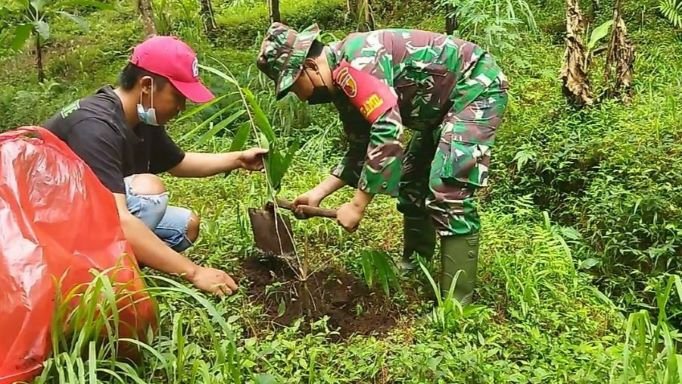 Koramil Pacet Bersama Instansi Terkait & LMDH Reboisasi Kawasan Hutan Penyangga