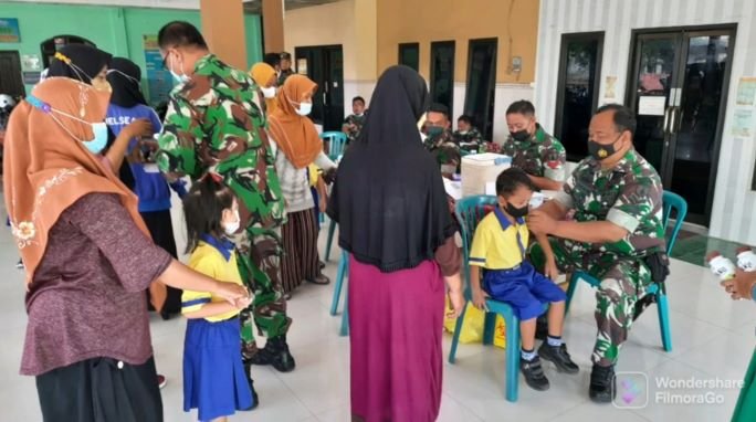 Kodim 0815/Mojokerto Gelar Layanan Vaksinasi Anak Usia 6-11 Tahun