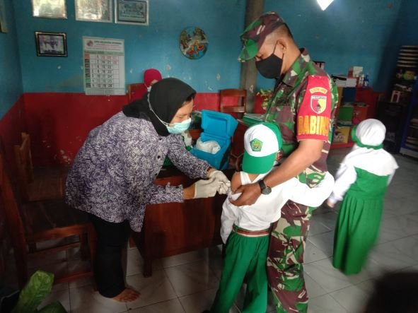 Koramil Dawar-Tiga Pilar-PKM Pergencar Vaksinasi Hingga Testing