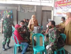 Pasar Kutorejo Kedatangan Tim Vaksin Mobile Kodim Mojokerto