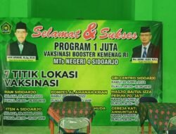 Program 1 Juta Vaksinasi Booster Kemenag RI, MTs Negeri 4 Sidoarjo Berkerjasama Dengan Badan Intelijen Negara ( BIN ) Dan Dinas Kesehatan ( DINKES )