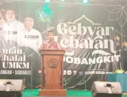 Perdana Malam Gebyar Lebaran SidoBangkit 2022, Syukuran Dan Bancaan Tumpeng Godo Roti Setinggi Dua Meter Serta Pemotongan Tumpeng Di Tandai Pembukaan Pasar UMKM  Di Lapangan Desa Kemantren - Tulangan Kabupaten Sidoarjo