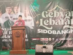 Perdana Malam Gebyar Lebaran SidoBangkit 2022, Syukuran Dan Bancaan Tumpeng Godo Roti Setinggi Dua Meter Serta Pemotongan Tumpeng Di Tandai Pembukaan Pasar UMKM  Di Lapangan Desa Kemantren - Tulangan Kabupaten Sidoarjo