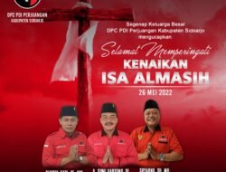 Segenap Keluarga Besar DPC PDI Perjuangan Kabupaten Sidoarjo mengucapkan Selamat Memperingati Kenaikan Isa Almasih, 26 Mei 2022.