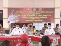 Cangkrukan Kamtibmas di Desa Pamotan, Kapolresta Sidoarjo Ingatkan Pelanggaran Pilkades