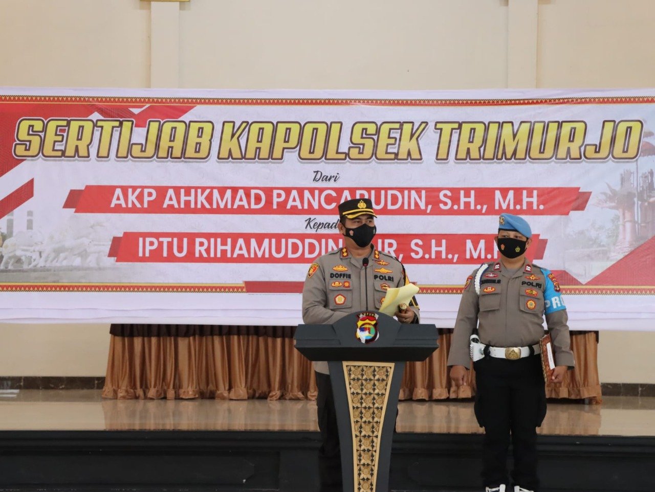 Kapolres Lampung Tengah Pimpin Serah Terima Jabatan Kapolsek Trimurjo, Kapolres: Segera Menyesuaikan Diri