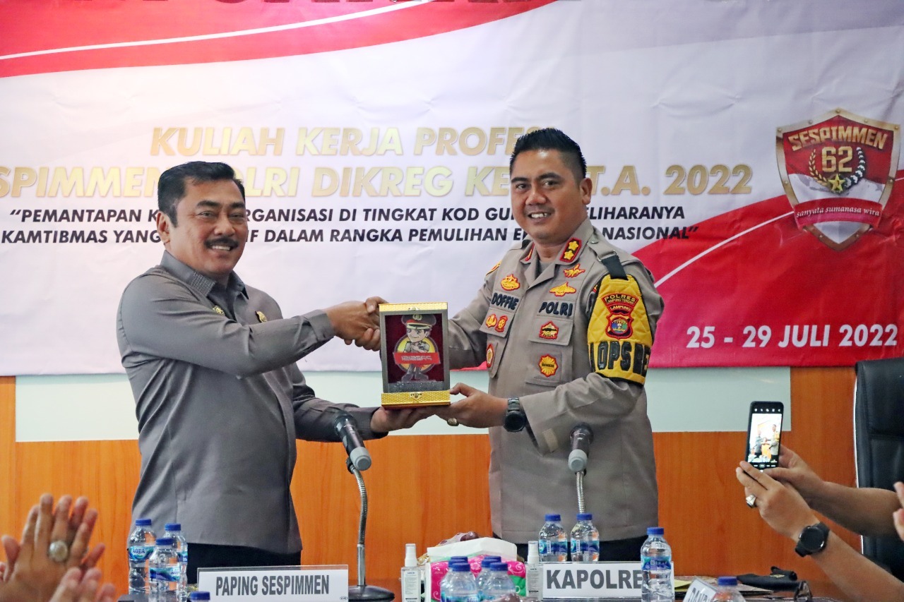 Polres Lampung Tengah Sambut Kedatangan Serdik Sespimmen Polri Dikreg 62 T.A 2022 Dalam Rangka KKP