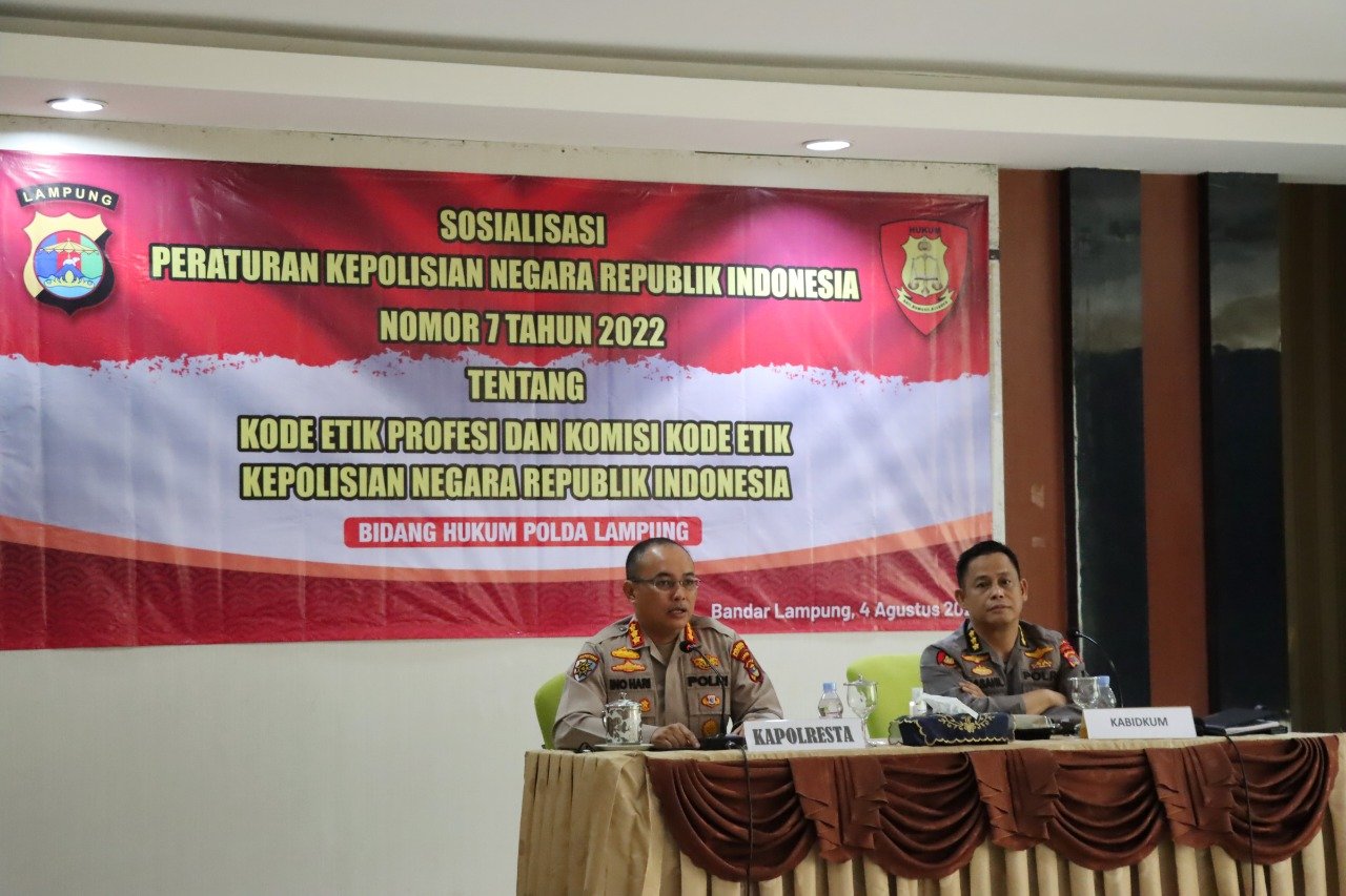 Polresta Bandar Lampung Menerima Sosialisasi Perpol Nomor 7 Tahun 2022 dari Bidkum Polda Lampung