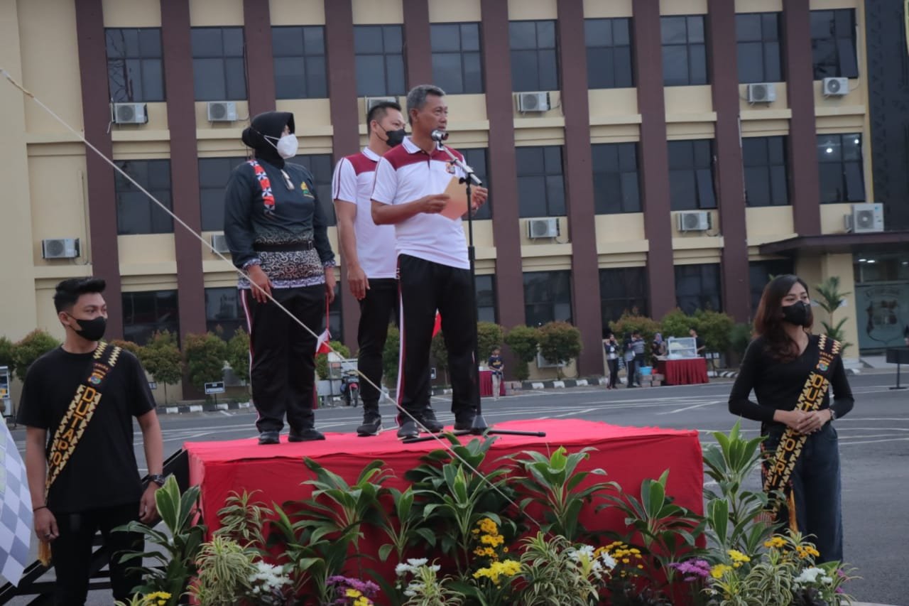 Polwan Polda Lampung Gelar Olahraga Bersama Jelang Hari Jadi Polwan ke-74