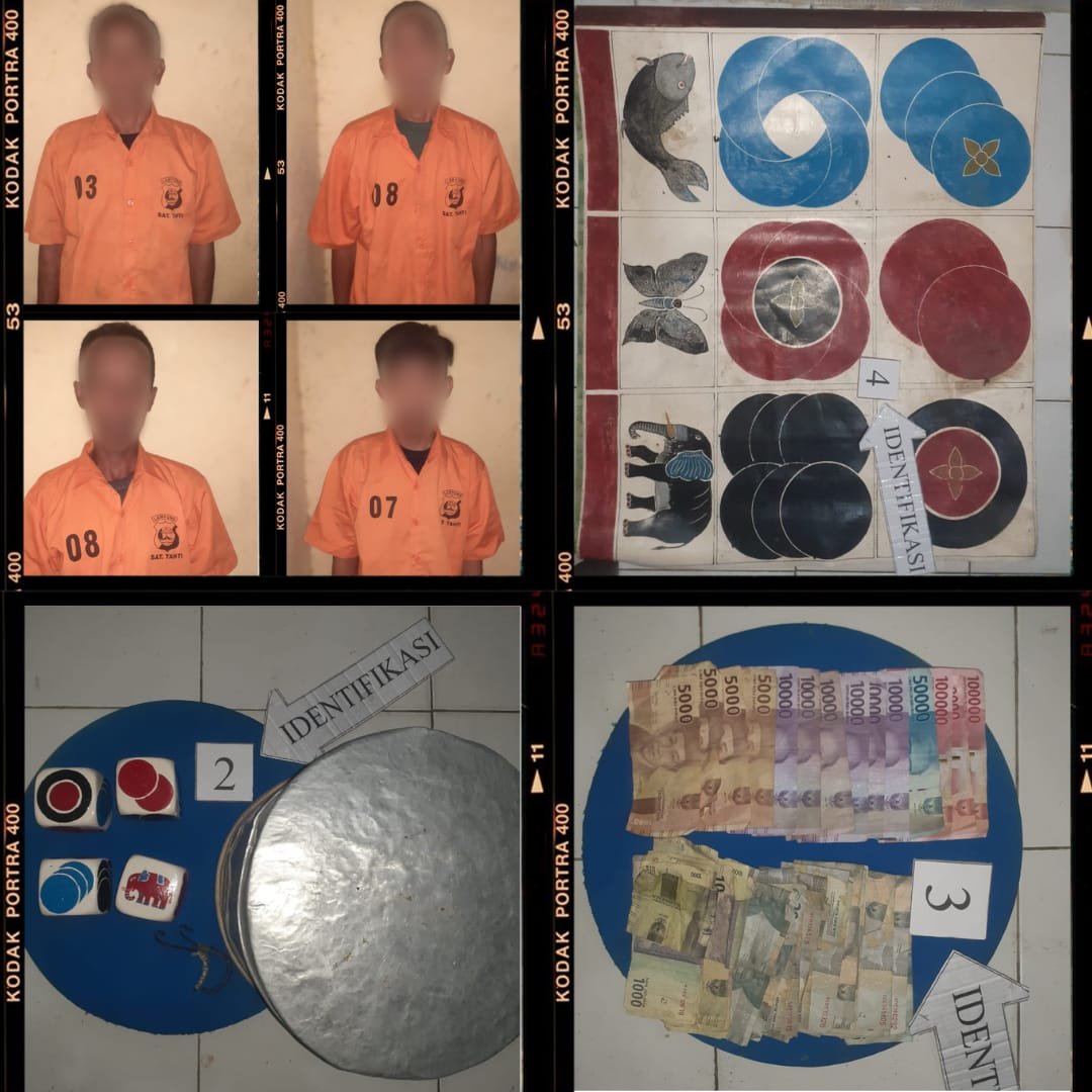 Tekab 308 Polsek Pandang Cermin Tang Empat Pelaku Judi Koprok