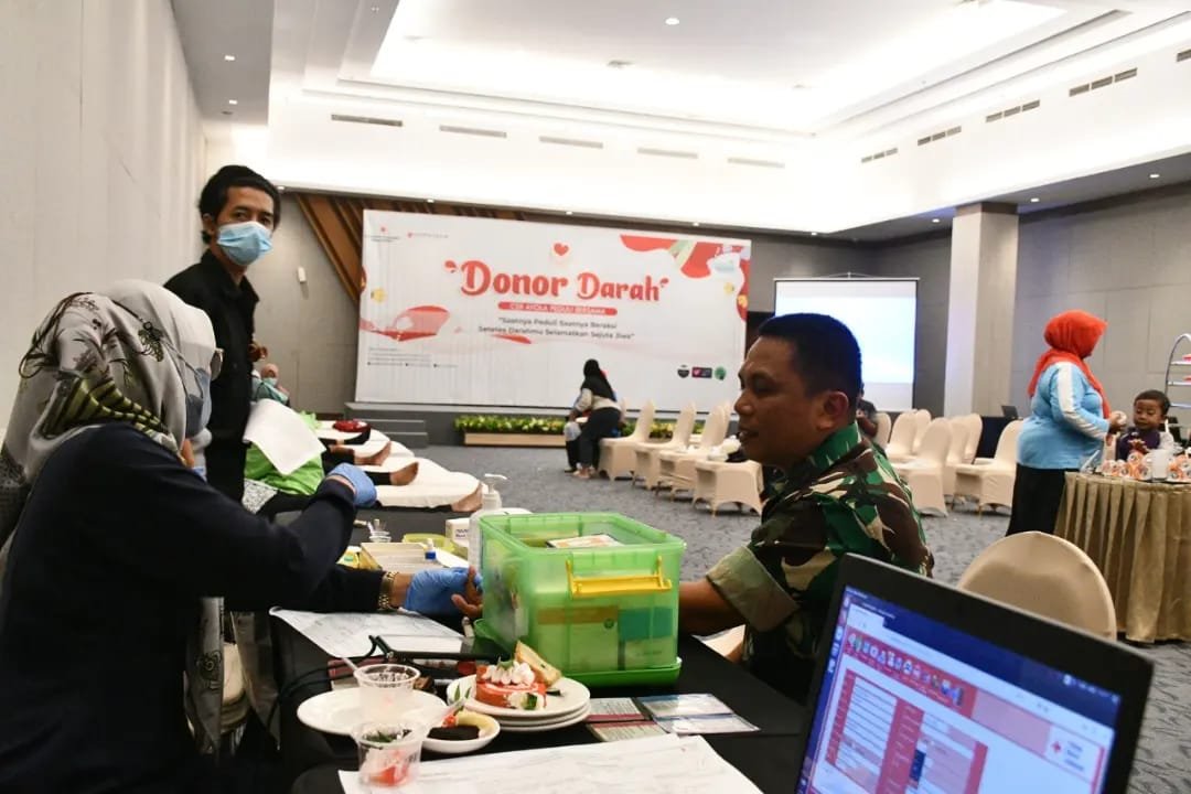 HUT Ke-77 Kemerdekaan RI, Personel Kodim 0815/Mojokerto Donorkan Darah