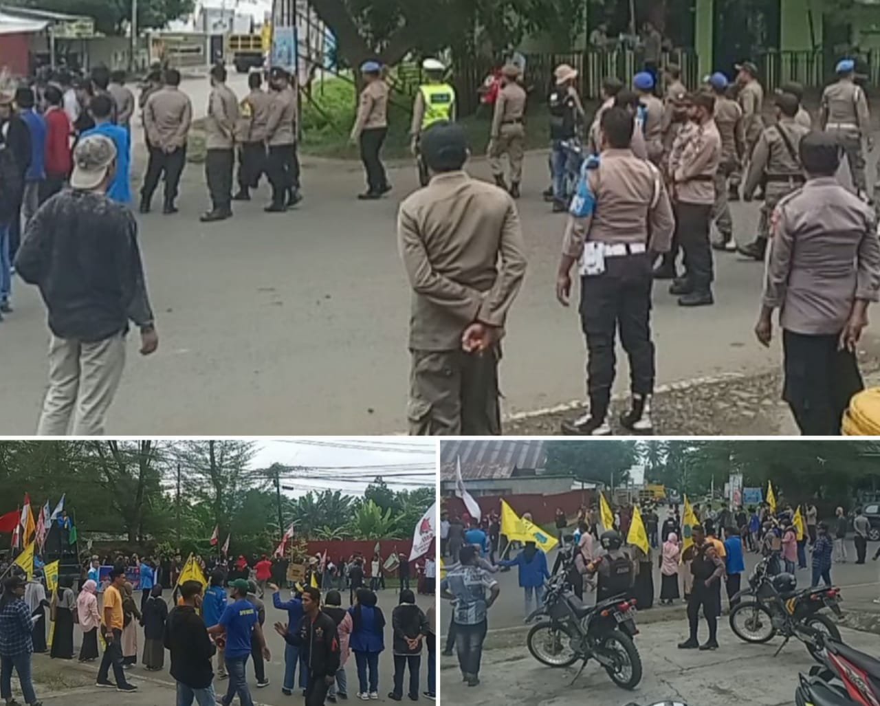 Ratusan Personil Polres Halsel Kawal Aksi Unjuk Rasa Kenaikan Harga BBM