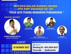 Gus Muhdlor Jadi Keynote Speaker Diacara Musda DPD KNPI Sidoarjo ke-XIII yang Digelar 28 Oktober di Pendopo Delta Wibawa
