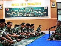 Kodim Mojokerto Gelar Do’a Bersama Peringati Hari Juang TNI AD, Hari Infanteri dan HUT Kodam V/Brawijaya