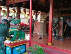 Sinergitas TNI–Polri, Kerja Bakti Bersih Bersih Klenteng Mojosari