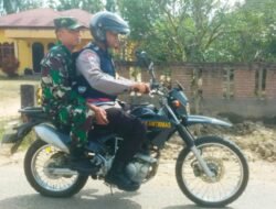 Bhabinkamtibmas Polsek Pantee Bidari Polres Aceh Timur Dengan Babinsa Gelar Patroli Bersama