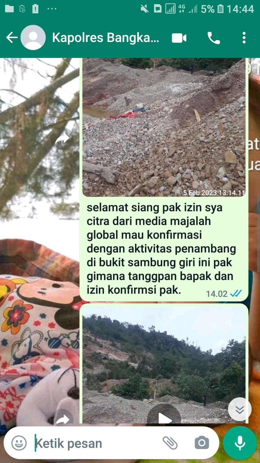 Kawasan Hutan Lindung Bukit Betung Sambung Giri Dirusak Penambang Timah