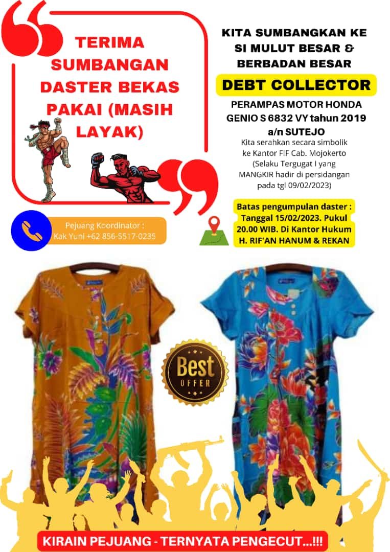 Digugat Rif’an Hanum, PT FIF Mojokerto dan PT DCM Mojokerto Mangkir dari Sidang