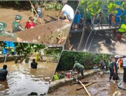 Antisipasi Banjir, Koramil Ngoro Bareng Tiga Pilar – Warga Bersihkan Sumbatan Jembatan