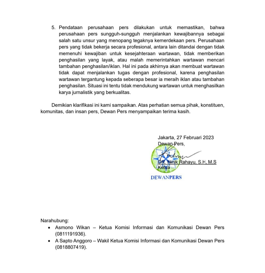 Media Tidak Harus Terdata di Dewan Pers