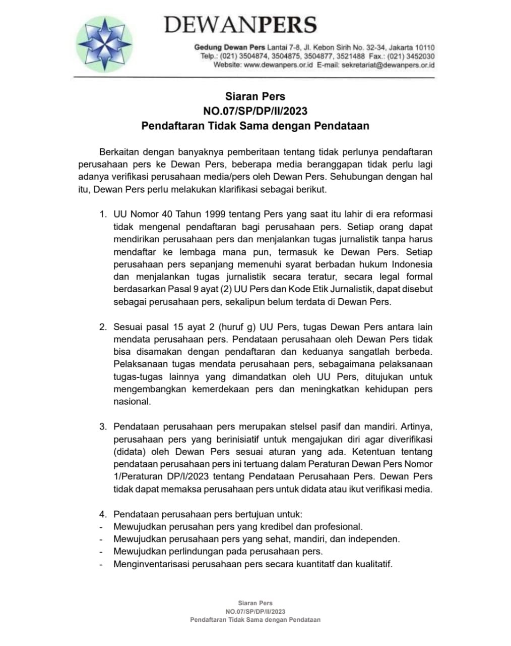 Media Tidak Harus Terdata di Dewan Pers