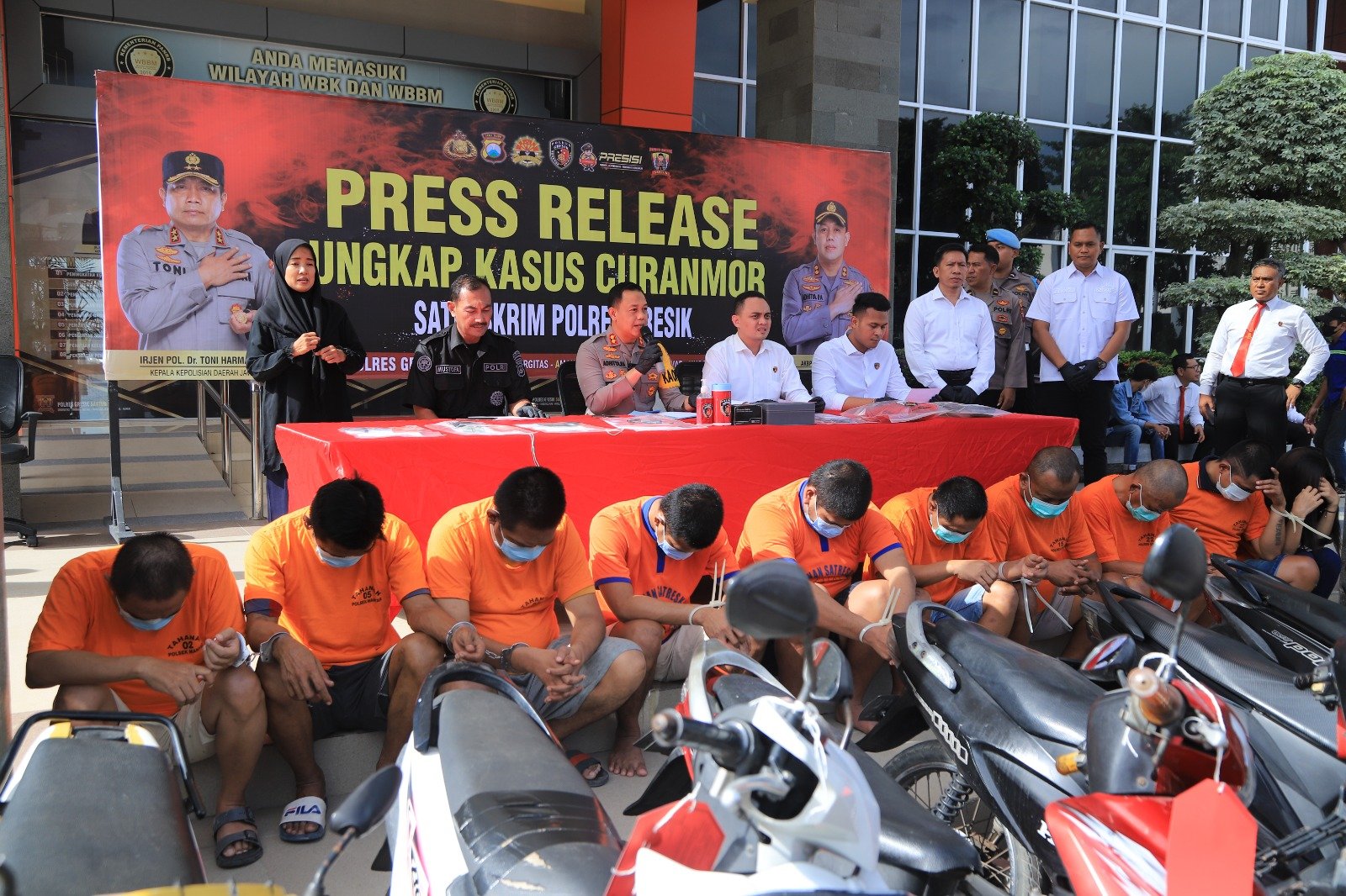 Polres Gresik Ungkap 9 Kasus Pencurian Kendaraan Bermotor, 11 Tersangka Berhasil Diamankan