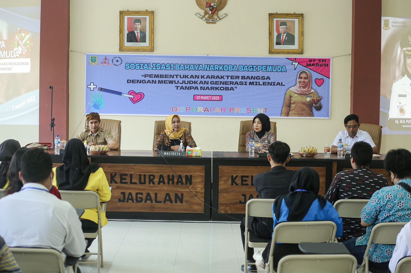 WALI KOTA MOJOKERTO, NING ITA AJAK PULUHAN ORGANISASI PEMUDA BERANTAS PENYALAHGUNAAN NARKOBA