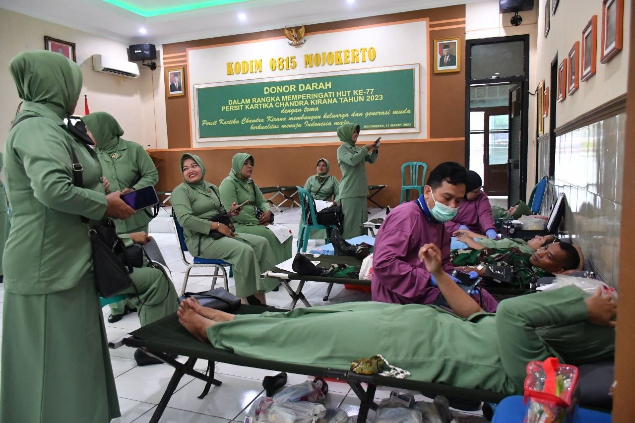 Persit Kodim 0815/Mojokerto Gelar Aksi Sosial Donor Darah
