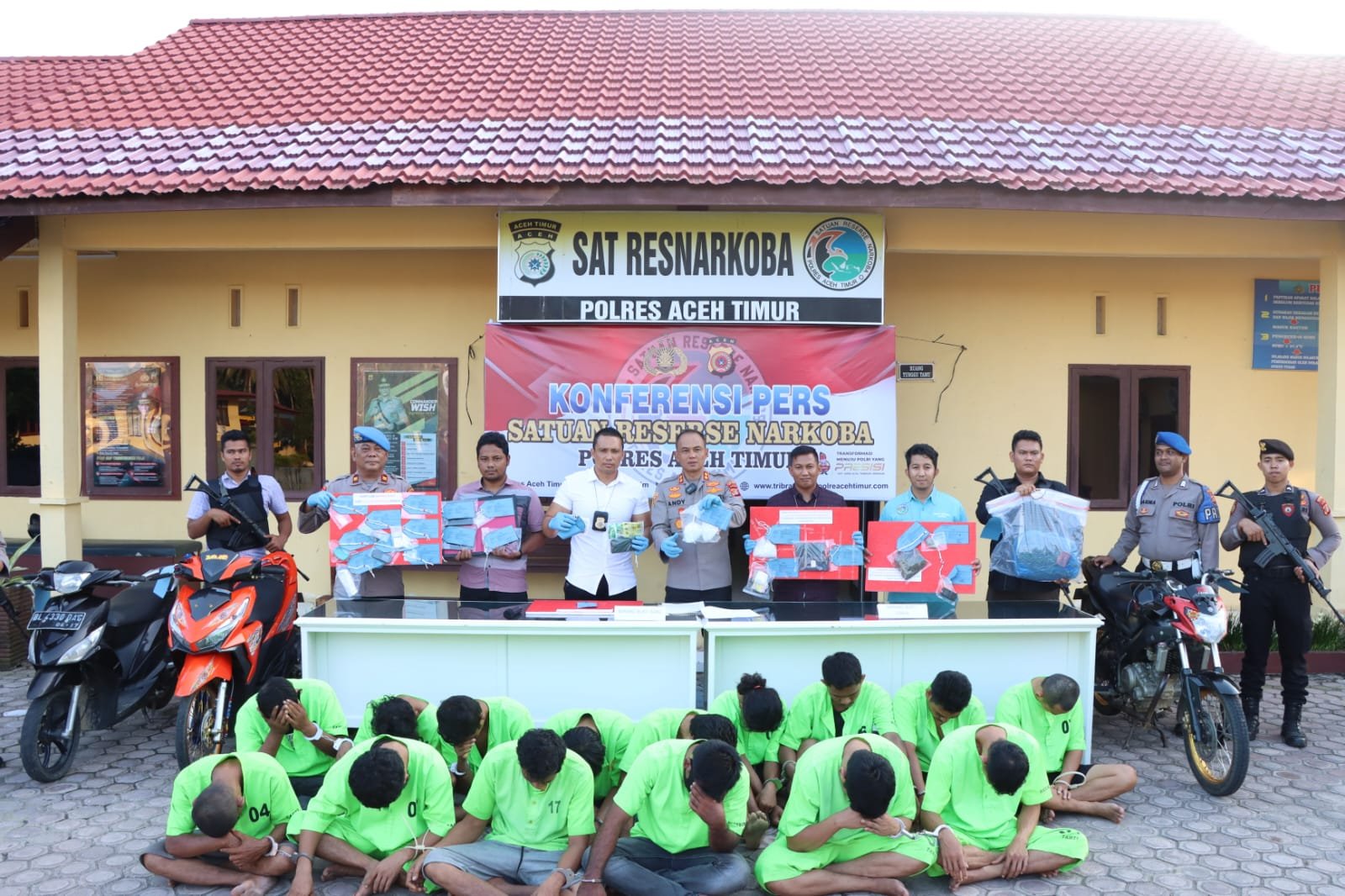 Dalam Dua Pekan Satresnarkoba Polres Aceh Timur Berhasil Ungkap 10 Kasus Narkoba dengan 15 Orang Tersangka