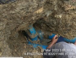 Rantau Perlak Desa Paya Uno  Pipa Transmisi Milik Perusahaan Daerah Air Minum (PDAM) Tirta Peusada Kabupaten Aceh Timur Cabang idi Mengalami Kebocoran Mengakibatkan Pelayanan Terganggu