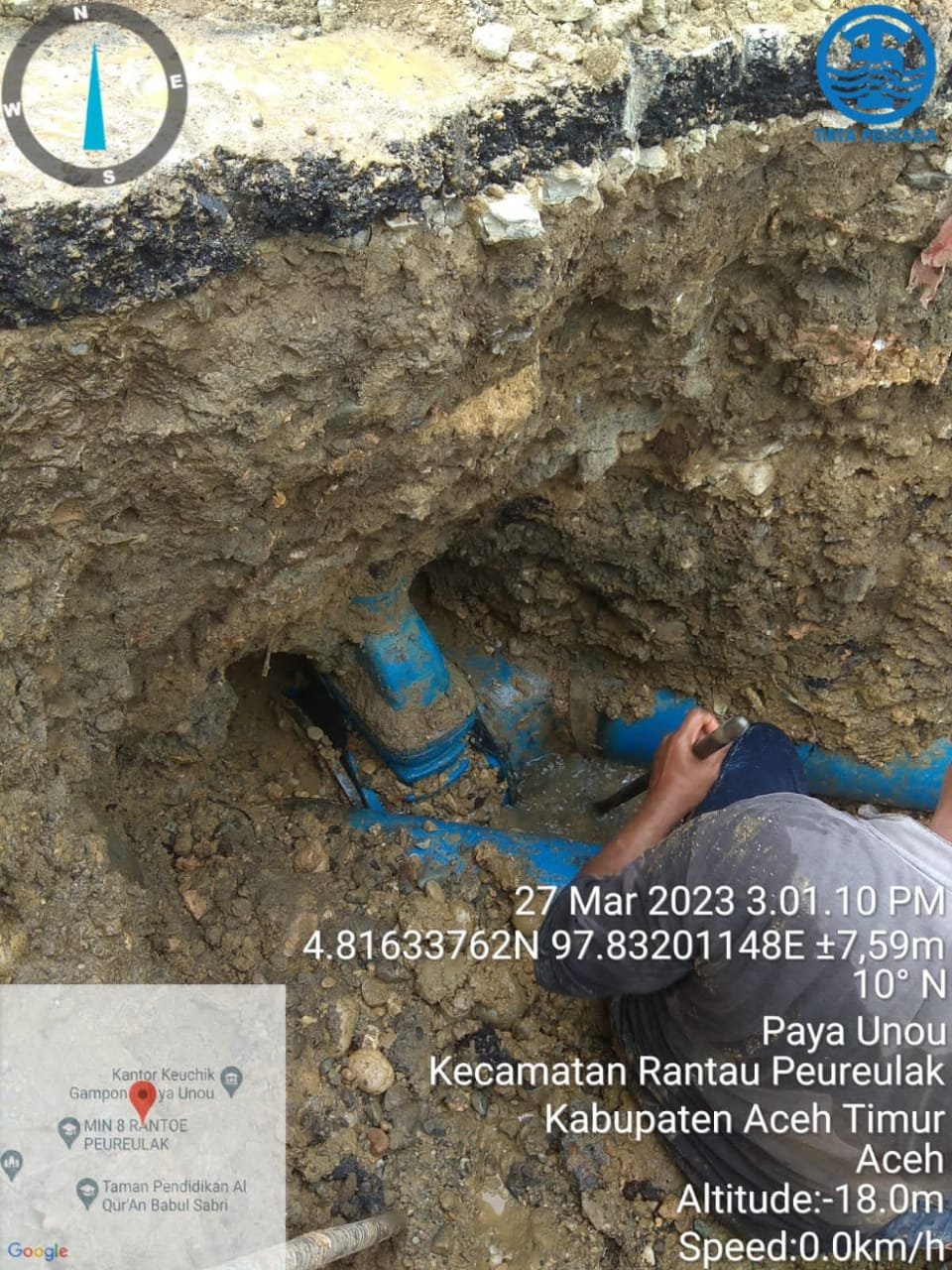 Rantau Perlak Desa Paya Uno Pipa Transmisi Milik Perusahaan Daerah Air Minum (PDAM) Tirta Peusada Kabupaten Aceh Timur Cabang idi Mengalami Kebocoran Mengakibatkan Pelayanan Terganggu