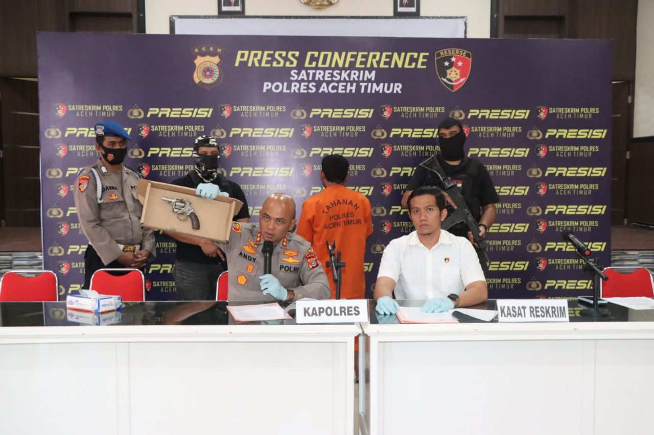 Polres Aceh Timur Amankan Senjata Api dari Pelaku Pengancaman