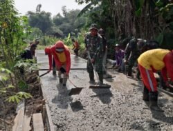 Satgas TMMD Ke-116 Kodim 0815 Mojokerto, Kebut Pengecoran Jalan Usaha Tani Dusun Kamotan Wetan