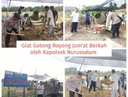 Kapolsek Nurussalam Bersama Warga Giat Gotong Royong Membangun Masjid Nurul Hidayah